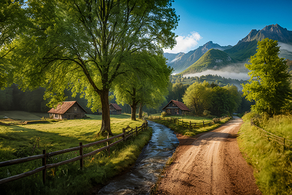 Germany_Mountains_Roads_Rivers_Houses_Trees